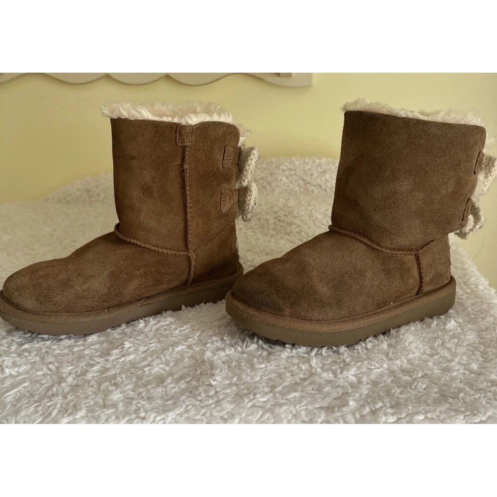Ugg Bailey Bow Knit Bows Toddler Boots Size US 1 T Kids Chestnut Rare